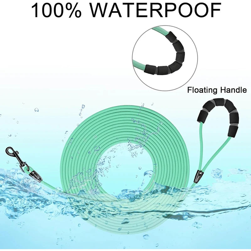 Waterproof Dog Leash – PVC Training Recall Leash 5FT/10FT/20FT/30FT for Beach, Yard & Play
