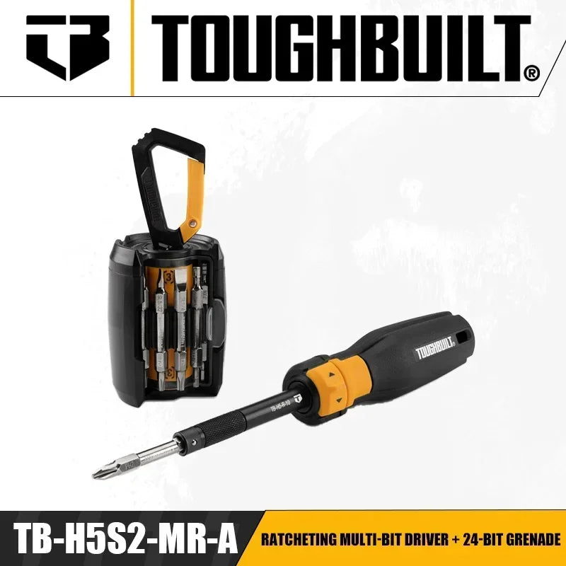 TOUGHBUILT TB-H5S2-MR-A Ratcheting Multi-Bit Screwdriver - 24-Position Portable Manual Hand Tool