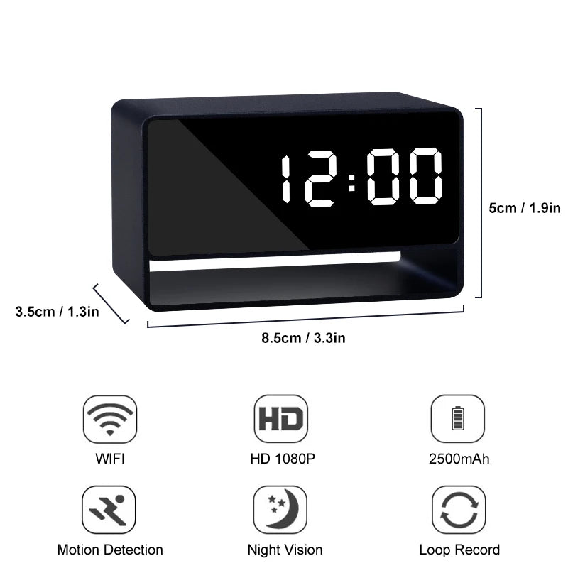 Mini Clock Camera Full HD 1080P WiFi Wireless Spy Camera – Night Vision DVR Home Security Monitoring & Nanny Cam Recorder