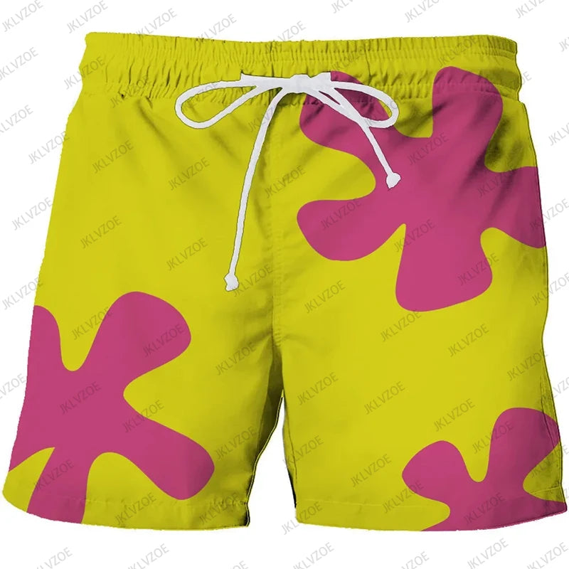 3D Patrick Star Swim Shorts - Quick-Dry Anime Beach Board Shorts