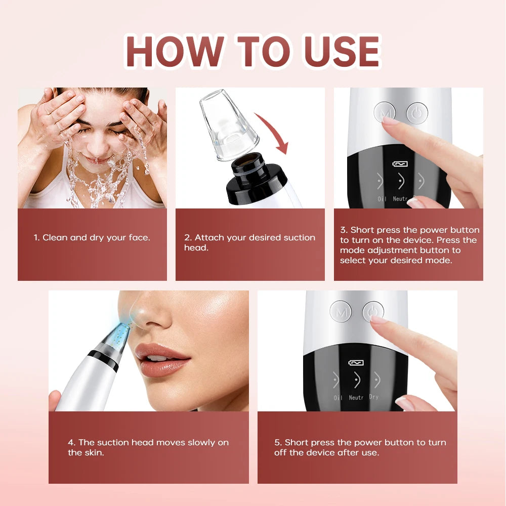 3-Mode Blackhead Remover Vacuum – Facial Pore Cleaner & Dead Skin Removal Beauty Tool