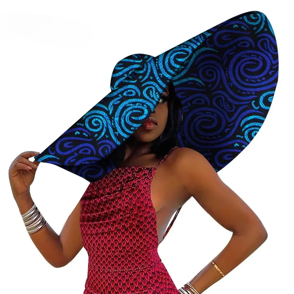 African Ankara Sun Hat - Women's Large Brim Summer Beach Hat
