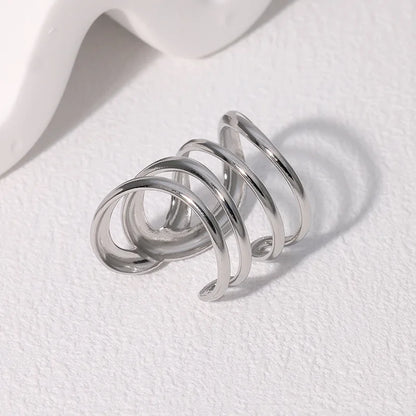 Stainless Steel Irregular Wave Adjustable Ring – Creative Gold Statement Jewelry for Women & Men