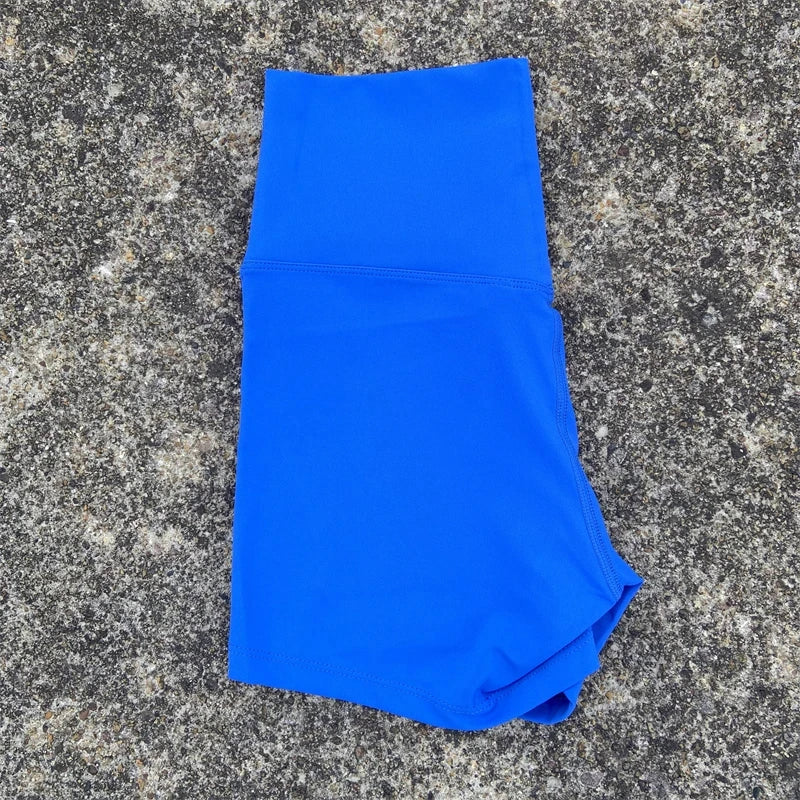 Women's High Waist Athletic Yoga Shorts – Solid Color Squat Proof Fitness Shorts for Running, Cycling & Training
