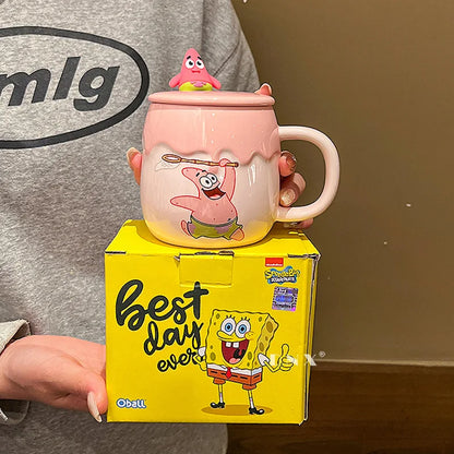 Potdemiel SpongeBob & Patrick Star Ceramic Mug — Kawaii Cartoon Anime Water Cup, Cute Gift for Friends’ Birthdays