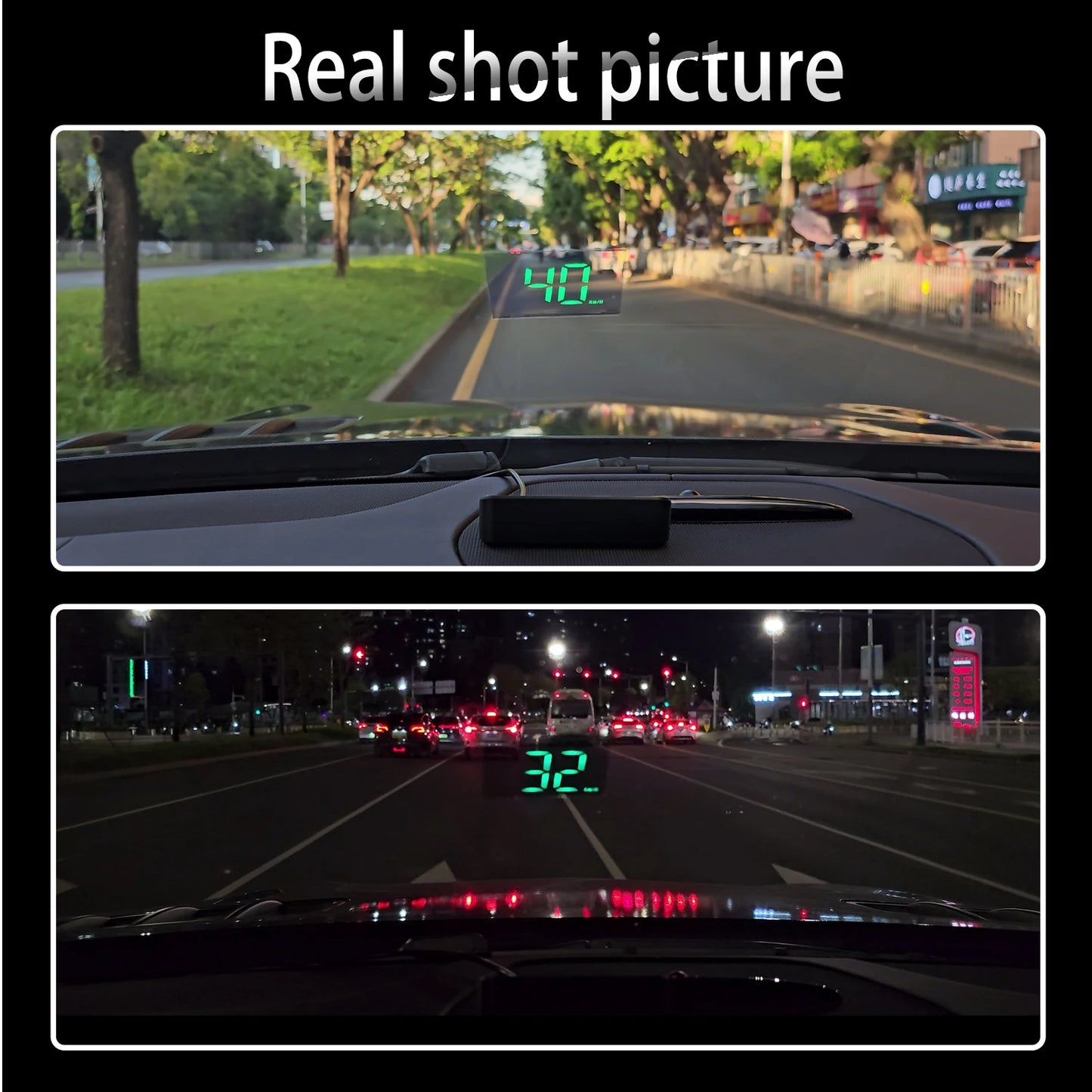 M2 Head-Up Display Digital Speedometer GPS HUD – Plug & Play Windshield Projector with Large KMH Font for All Cars
