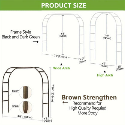 100 Inch Metal Garden Arch – Heavy Duty Steel Frame with Gothic Style, Wedding Arch for Lawn & Rock Climbing