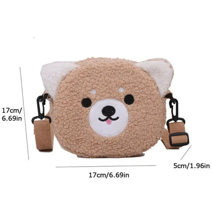 Kawaii Plush Polyester Phone Purse – Women’s Small Crossbody Shoulder Bag for Shopping & Outdoors