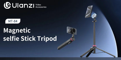 Ulanzi MA09 1.8m Selfie Stick Tripod – Remote Control Tripod for iPhone 16-13 Pro Max & Android with Panoramic Ball Head Holder
