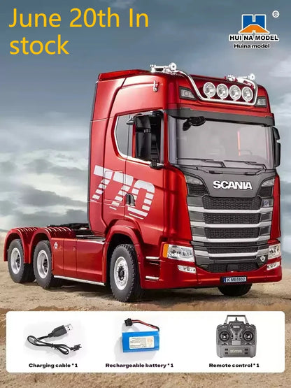Huina 770S Remote Control Engineering Car — Genuine Alloy Trailer Head Model, 4WD Toy for Kids, Ratio 501D