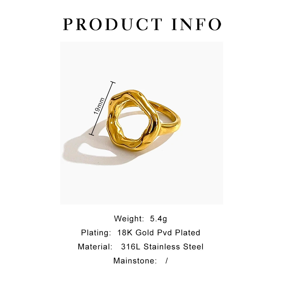 Peri'sbox Minimalist 18K Gold Plated Stainless Steel Ring – Anti-Tarnish Women’s Fashion Jewelry Gift