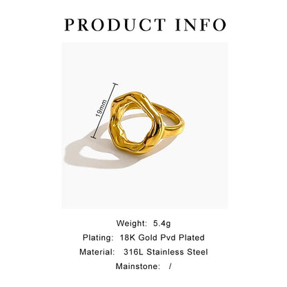 Peri'sbox Minimalist 18K Gold Plated Stainless Steel Ring – Anti-Tarnish Women’s Fashion Jewelry Gift