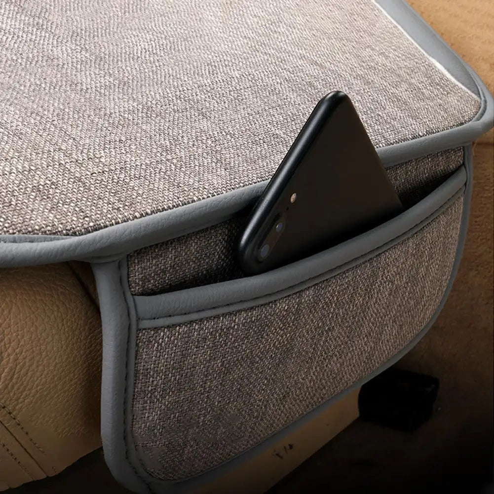 Universal Flax Car Seat Cover - Breathable Front Seat Anti-Scratch Protector Cushion