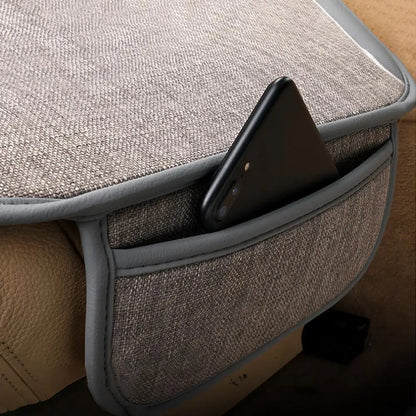 Universal Flax Car Seat Cover - Breathable Front Seat Anti-Scratch Protector Cushion