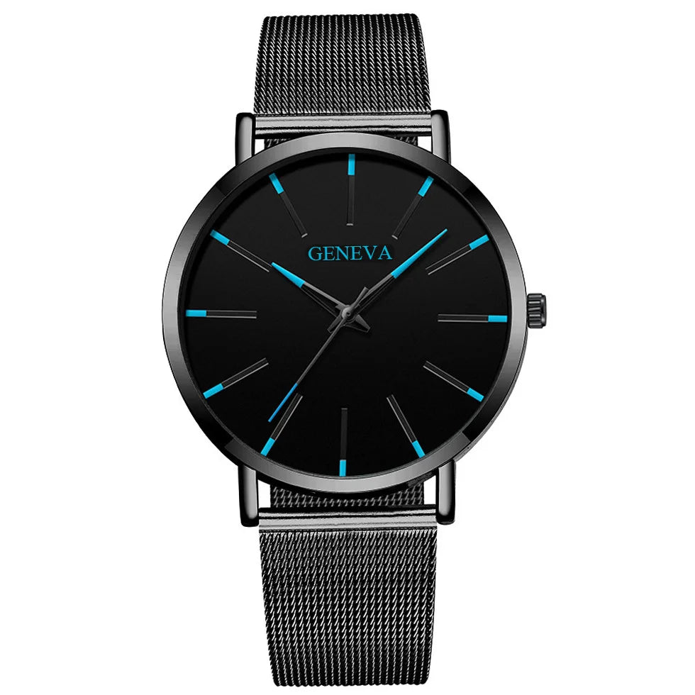 Men’s Luxury Quartz Watch – Fashion Slim Mesh Steel Waterproof Sport & Casual Wristwatch