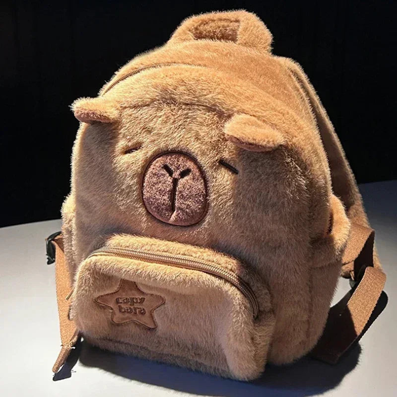 Capybara Plush School Bag – Large Capacity Casual Backpack for Students