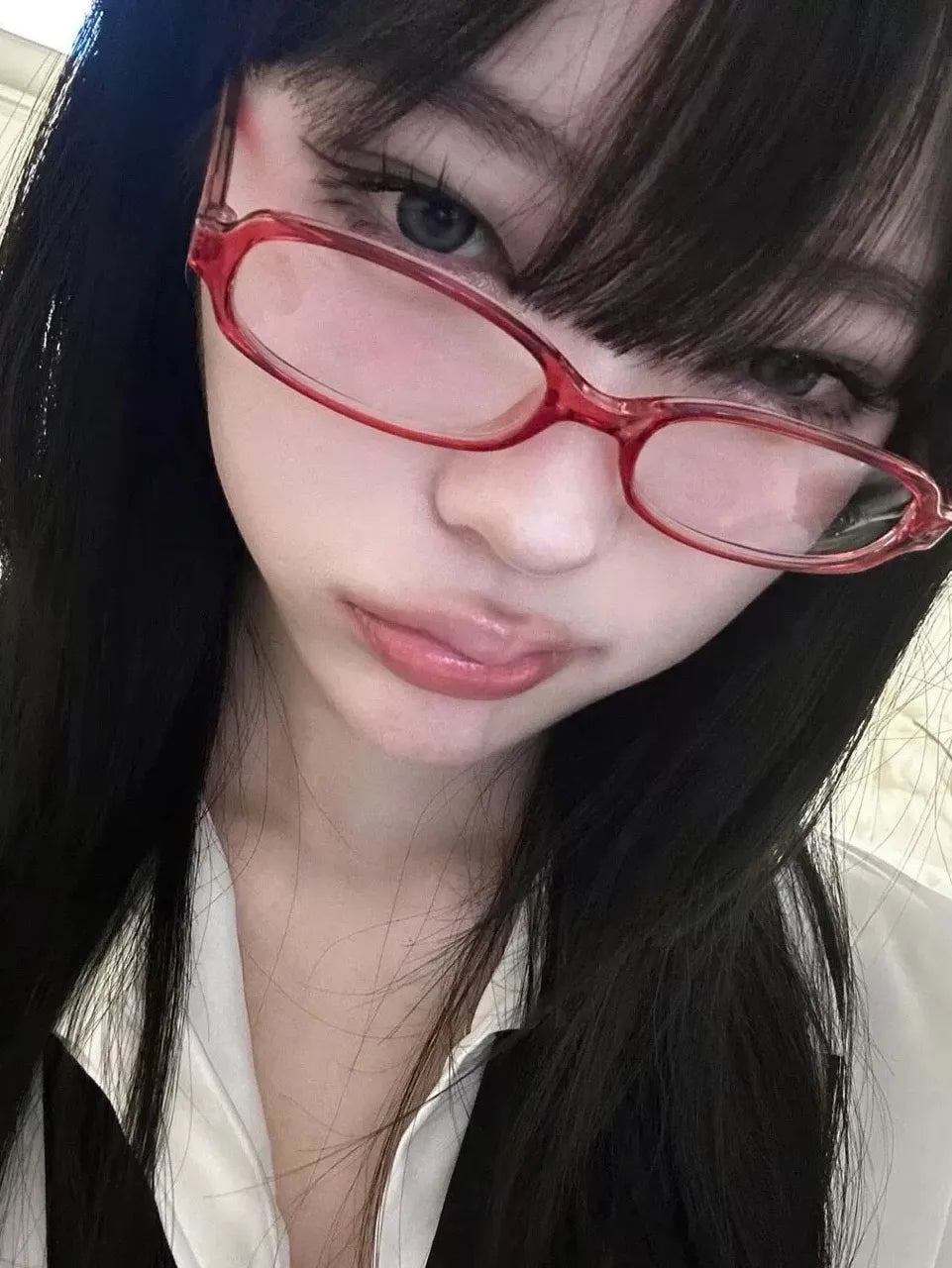 2024 Girls Y2K Retro Oval Glasses - Red & Green Frame, Anti-Blue Light Eyewear for Computer & Seaside Driving