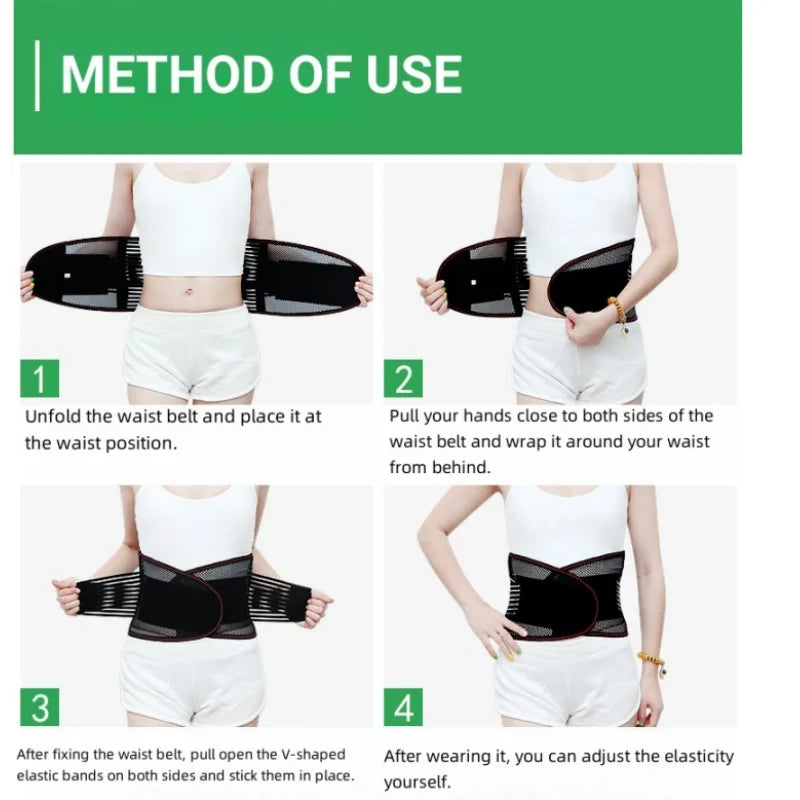 Lumbar Support Waist Belt with Steel Plate – Intervertebral Disc Support for Muscle Strain, Mesh Fixation Belt