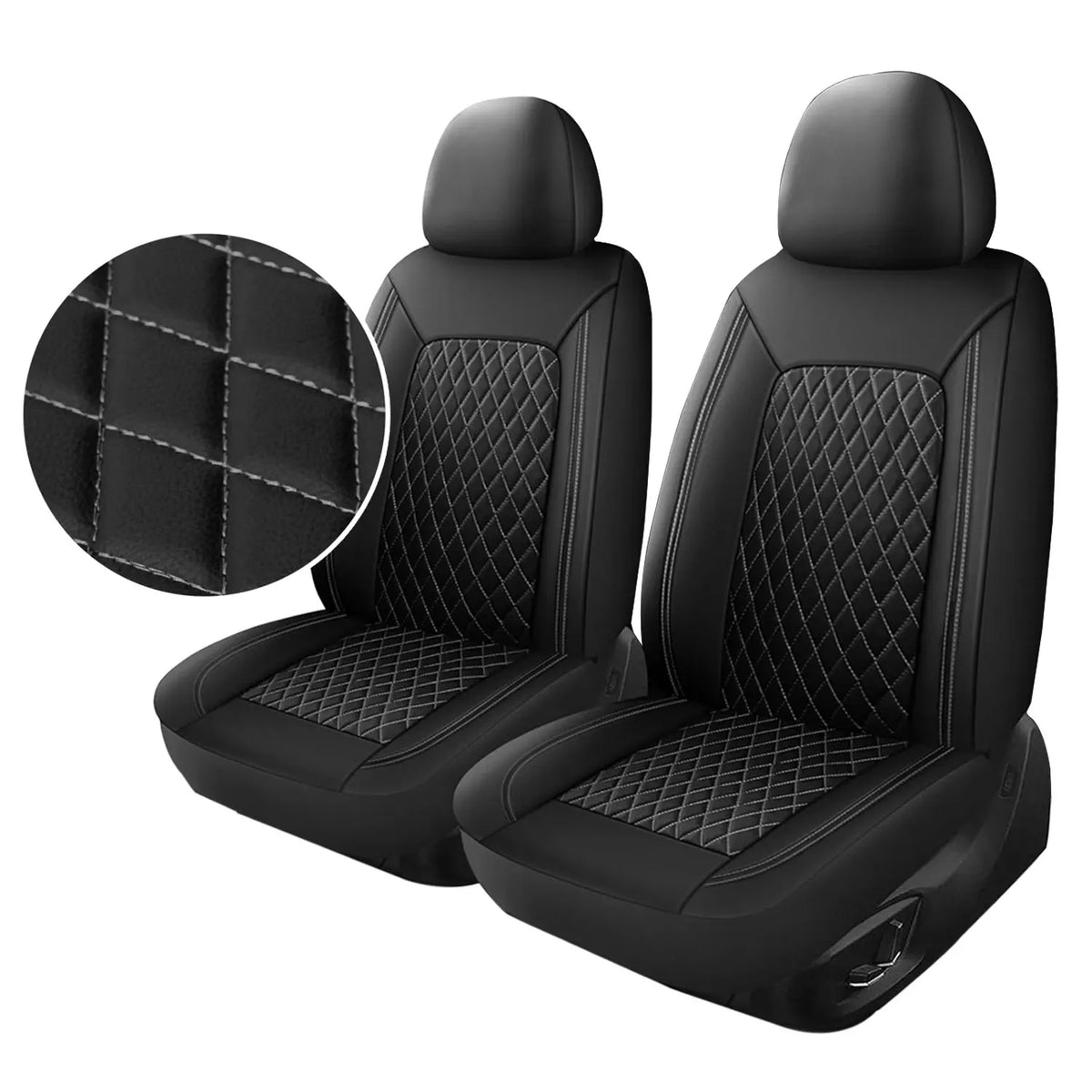 Universal PU Leather Driver Seat Cover - Single-Line Diamond Grid Car Seat Protector