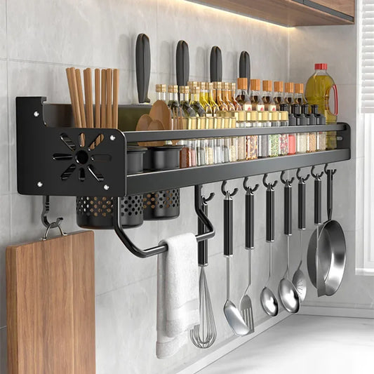 Kitchen Knife & Spice Holder – Stand Organizer with Spoon, Chopsticks Rest and Hanging Storage Rack