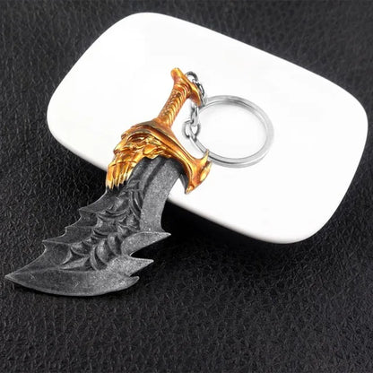 God of War Ragnarok Keychain - Thor Mjolnir Hammer, Leviathan Axe & Blades of Chaos Game Key Ring