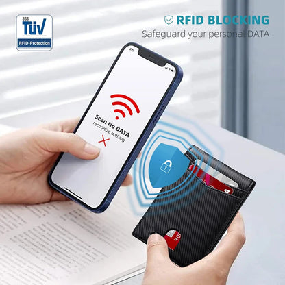 RFID Carbon Fiber Men’s Wallet — Slim Luxury Card Holder, Small Money Bag, Short Purse & Billfold for Men