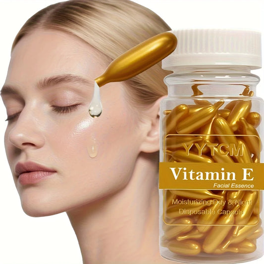 Vitamin E Serum Capsules - Hydrating Single-Use Facial Essence 90 Capsules per Bottle