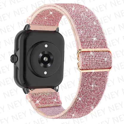 Nylon Elastic Watch Band for Amazfit GTS/GTR 4-3-2, Stratos & Bip Series – Bohemian Shiny Adjustable 20mm/22mm Strap