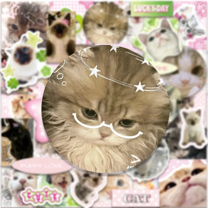50PCS Retro Cat Graffiti Stickers - Cute Cartoon Waterproof Decals for Luggage, Phones, Guitars, and Scrapbooks