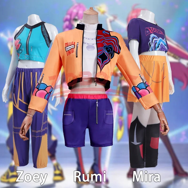 Girls Zoey Rumi Cosplay Costume – Kids Mira Outfit for Stage Performance, Halloween & Animated Movie Dress-Up