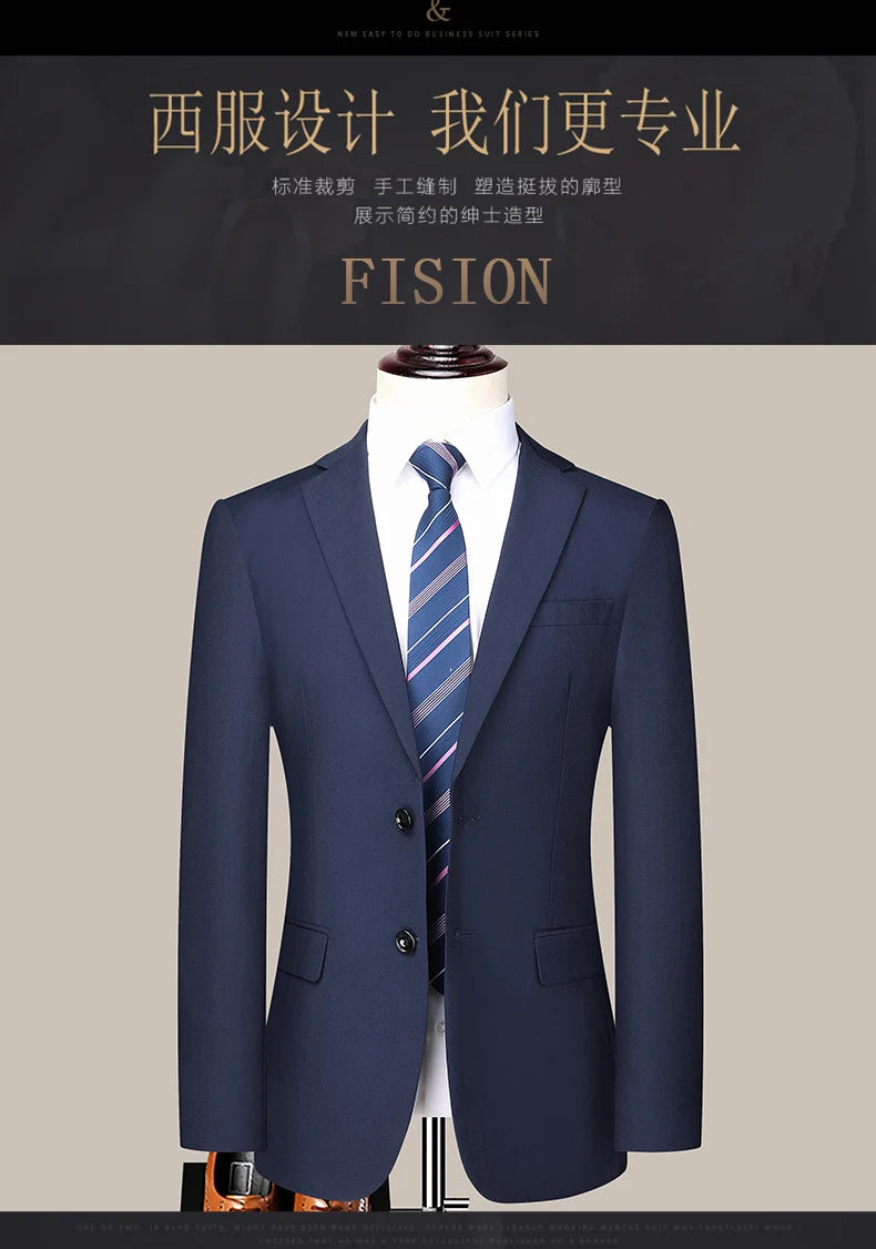 2023 Men’s Two-Button Wedding Suit — Korean Slim Fit Fashion Business Formal Two-Piece Set (Blazer + Trousers)