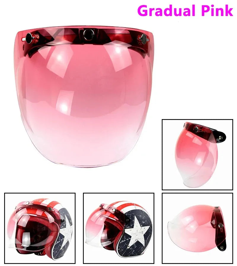 Open Face 3/4 Motorcycle Helmet Visor — Flip-Up Bubble PC Lens Windshield Shield for Casco Moto