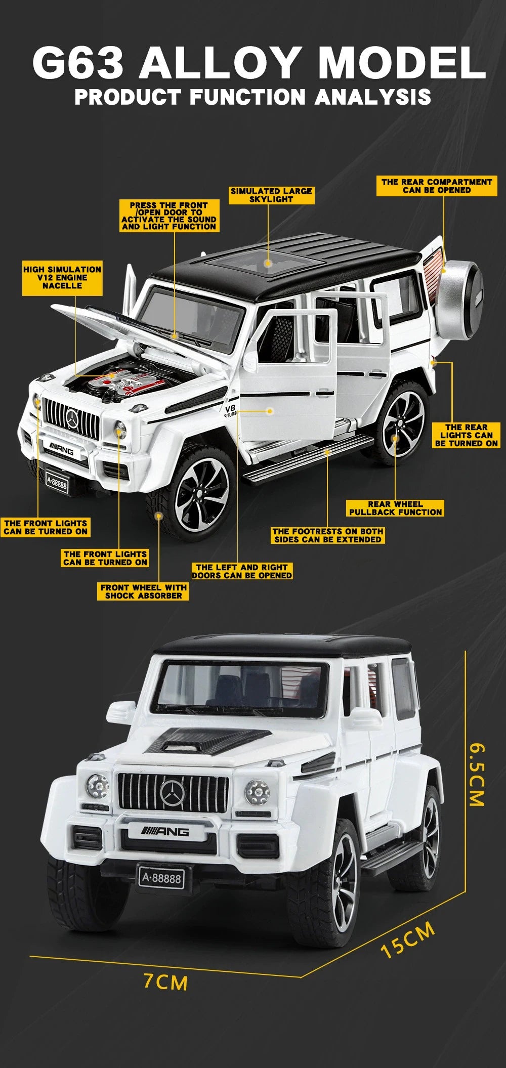 1:32 Mercedes Benz G63 Diecast Model Car with Sound & Light – Off-road SUV Miniature Alloy Toy Gift for Boyfriend