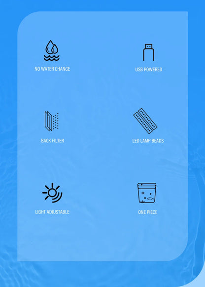 Mini Fish Tank for Living Room - Self-Circulating Eco Tank with Back Filter for Goldfish