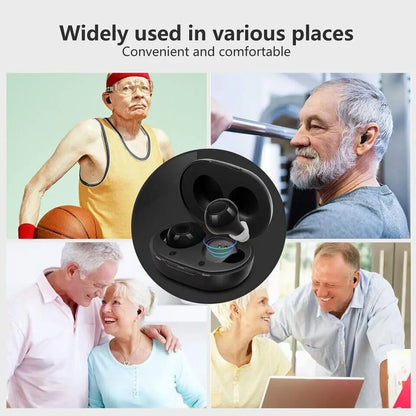JINGHAO Rechargeable Hearing Aids 2023 – Adjustable Sound Amplifier for Mild to Moderate Hearing Loss, Elderly Gift