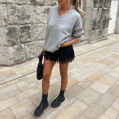Women's Y2K Lace Pleated Mini Skirt – Low Rise Ruffle Layered Fairy Coquette Streetwear