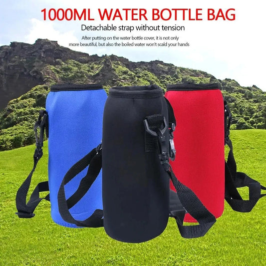 1000ML Neoprene Insulated Bottle Cooler Sleeve - Portable Carrying Case for Camping, Hiking & Sports Water Bottles