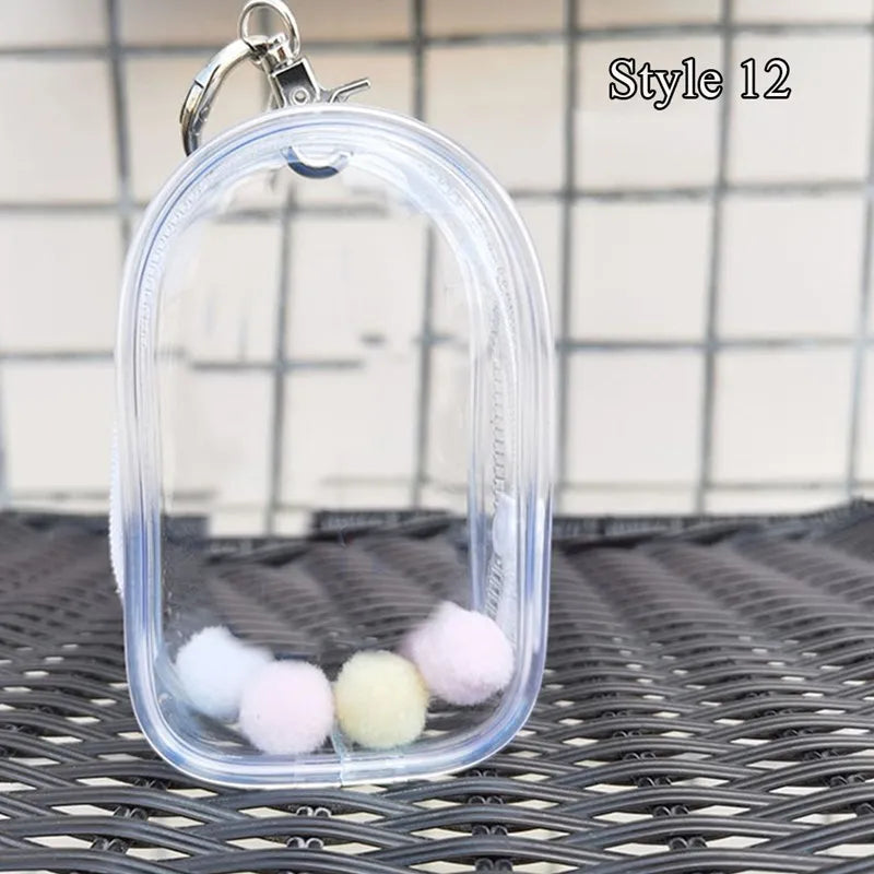 Transparent Jewelry Organizer Box – Plastic Storage Pouch with Keychain, Dustproof Case, Cute Doll Bag for Accessories