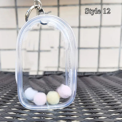 Transparent Jewelry Organizer Box – Plastic Storage Pouch with Keychain, Dustproof Case, Cute Doll Bag for Accessories