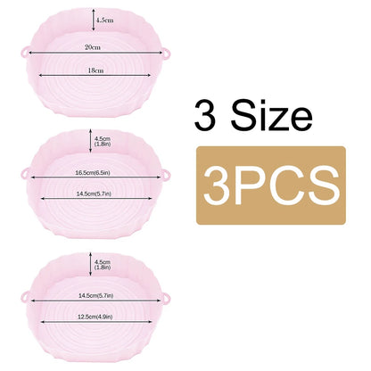 Reusable Air Fryer Silicone Pot & Baking Tray Set – 1/2/3PCS Silicone Basket for Pizza, Fried Chicken & Grill