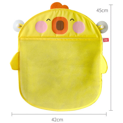 Cartoon Duck Baby Bath Toy Bag - Suction Mesh Storage Net for Kids Bathroom Toy Organizer