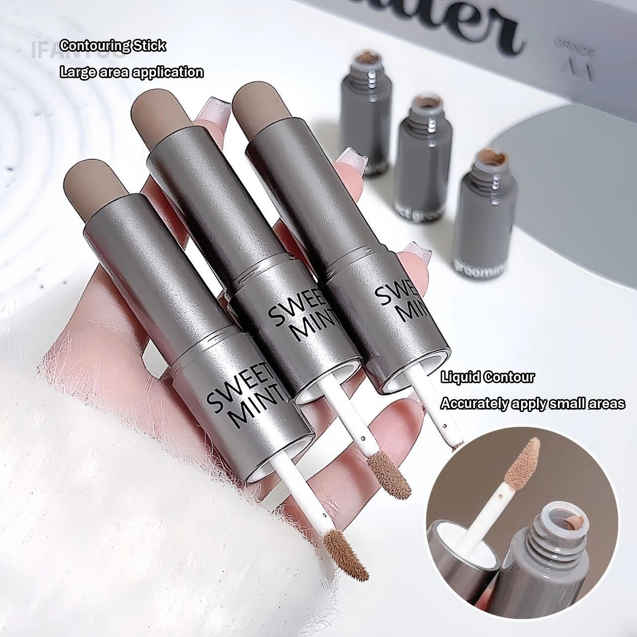 Moisturizing Matte Contour Stick - Waterproof Concealer Highlighter for 3D Nose Shadow Face Sculpting Makeup