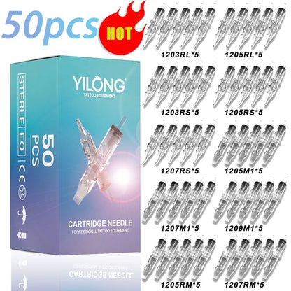 20/50PCS Transparent Tattoo Cartridge Needles — Disposable Sterilized RL RS M1 CM for Tattoo Machine Pen