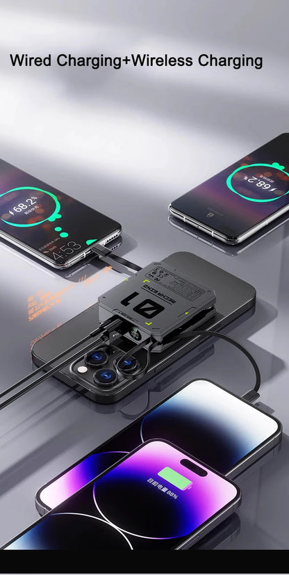 10000mAh Magnetic Wireless Power Bank - 22.5W Fast Charging, Portable Mini External Battery Charger with Cable for Xiaomi