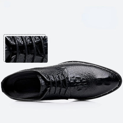 Men’s Genuine Leather Crocodile Pattern Oxford Shoes - Luxury Lace-Up Wedding Party Business Office Dress Shoes