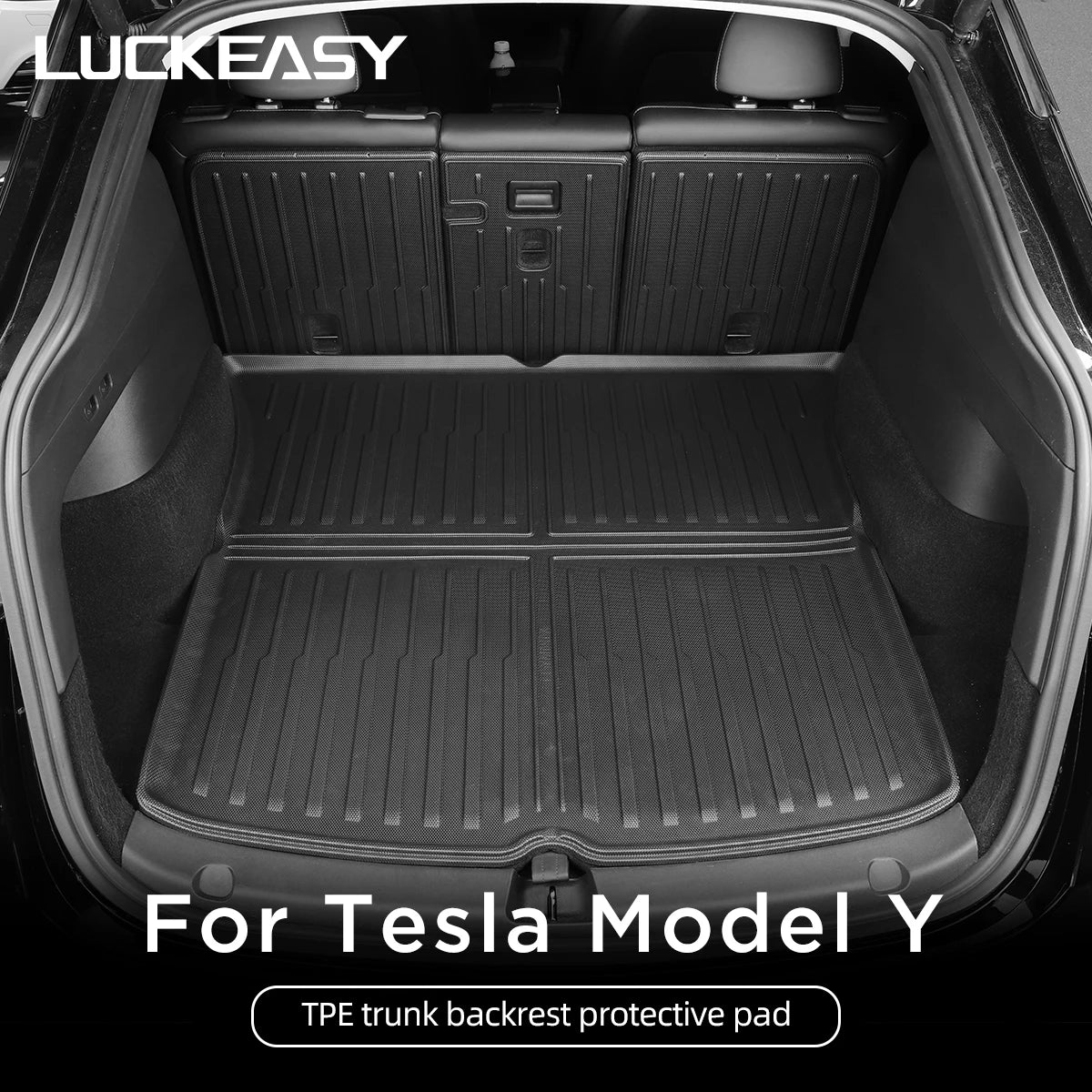 LUCKEASY Tesla Model Y Rear Seat Backrest Protective Pad - Anti-Kick Trunk Mat, Car Interior Accessories for 2021-2024
