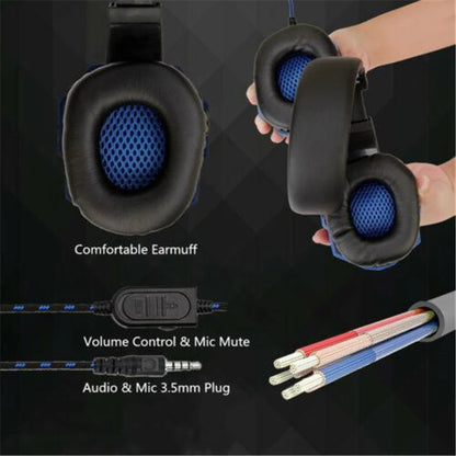 3.5mm Wired Gaming Headphones - Adjustable Microphone, Bass Stereo, Compatible with PS4, PS5, Xbox, Smartphone and Laptop