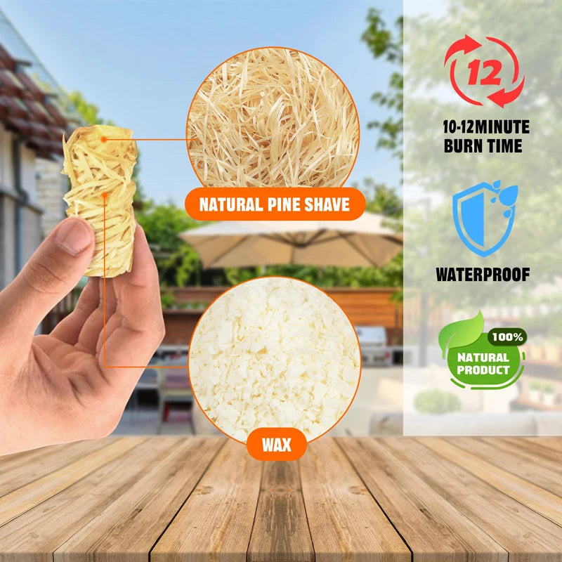 Natural Wood Fire Starters - Waterproof Campfire, BBQ, Grill, Fireplace and Wood Stove Charcoal Starters 30/60pcs