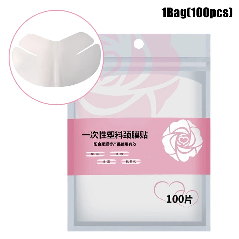 Disposable Full Face & Neck Beauty Wraps - 100/500pcs Transparent Plastic Film Mask Covers