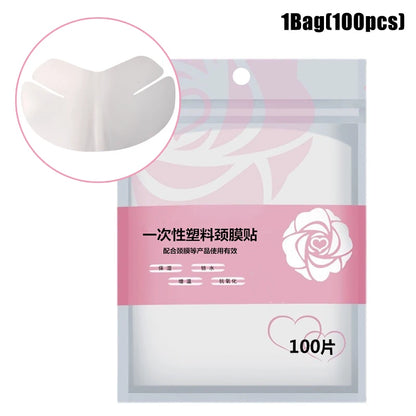 Disposable Full Face & Neck Beauty Wraps - 100/500pcs Transparent Plastic Film Mask Covers